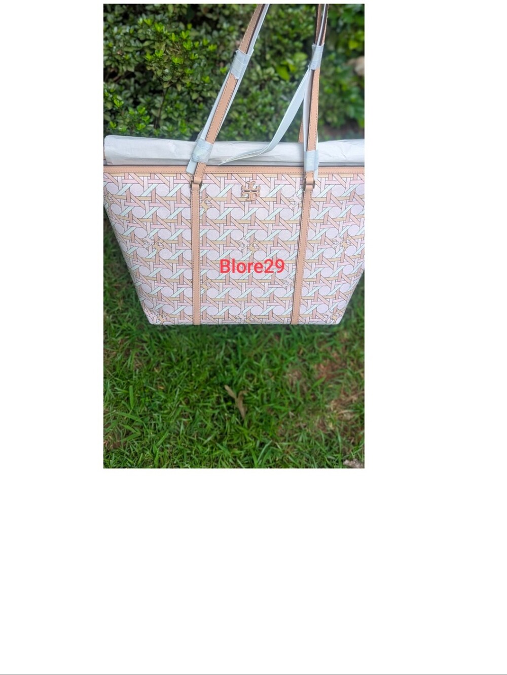 NWT Tory Burch Basketweave tote & Large ID Card
